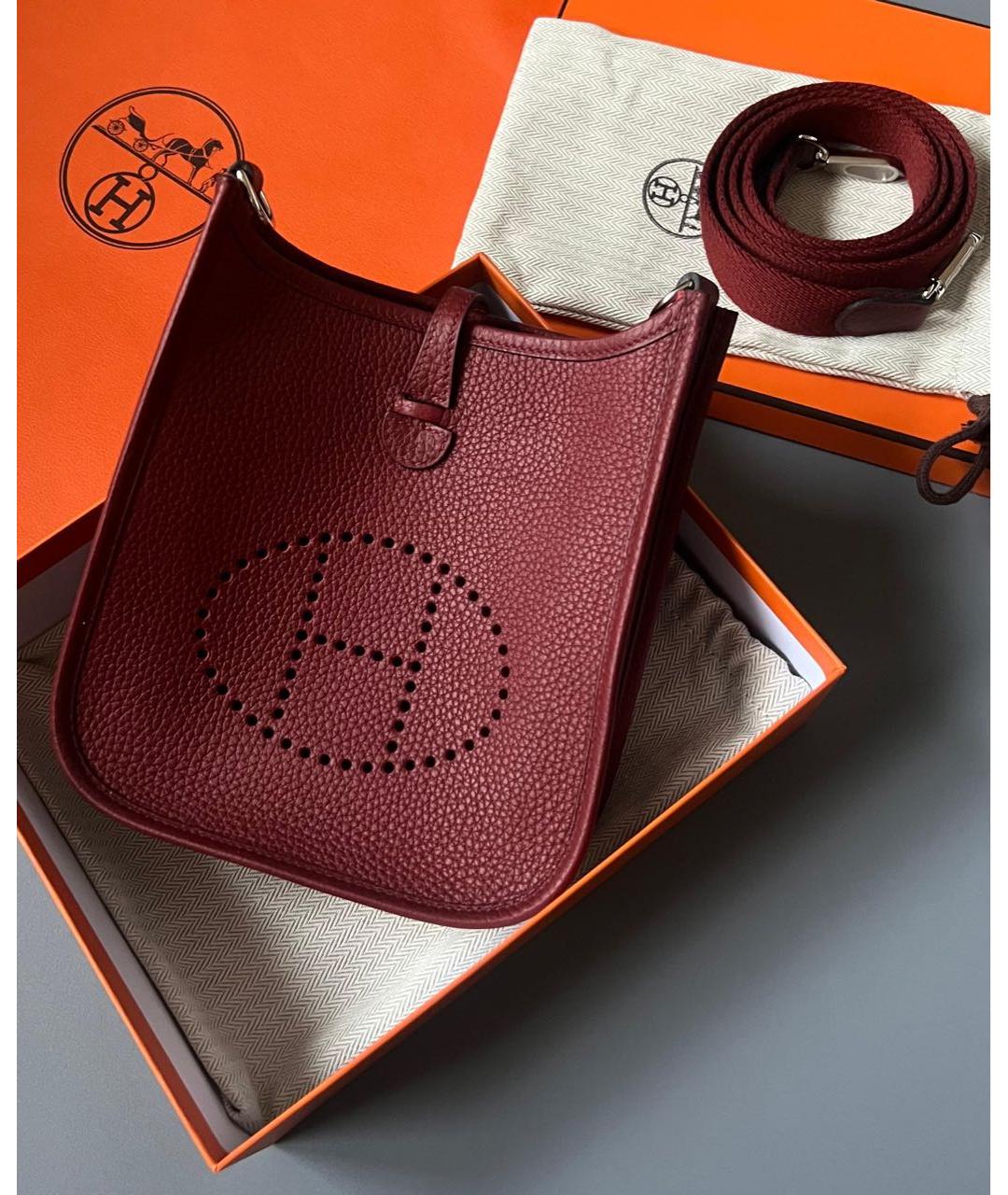 HERMES Бордовая кожаная сумка через плечо, фото 3