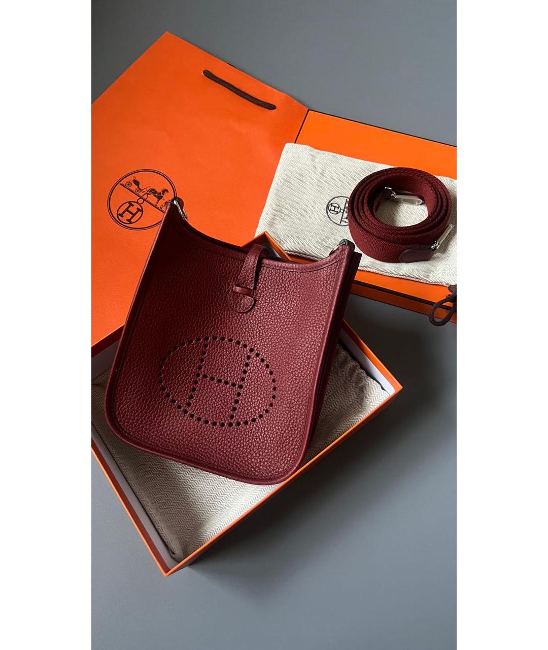 HERMES Бордовая кожаная сумка через плечо, фото 2