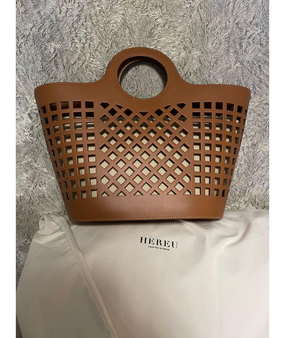HEREU Коричневая кожаная сумка тоут, фото 6