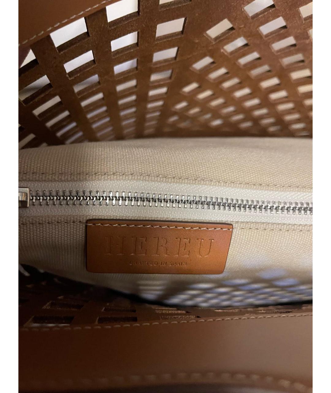 HEREU Коричневая кожаная сумка тоут, фото 7
