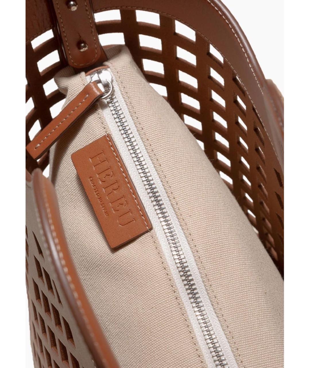 HEREU Коричневая кожаная сумка тоут, фото 4