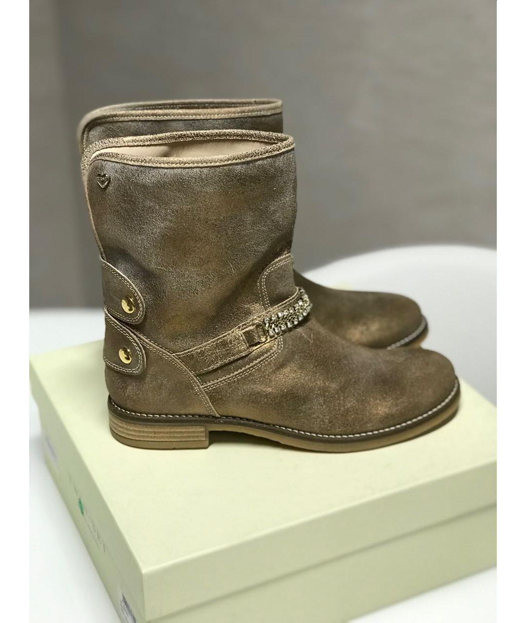 TWIN-SET Золотые кожаные полусапоги, фото 8