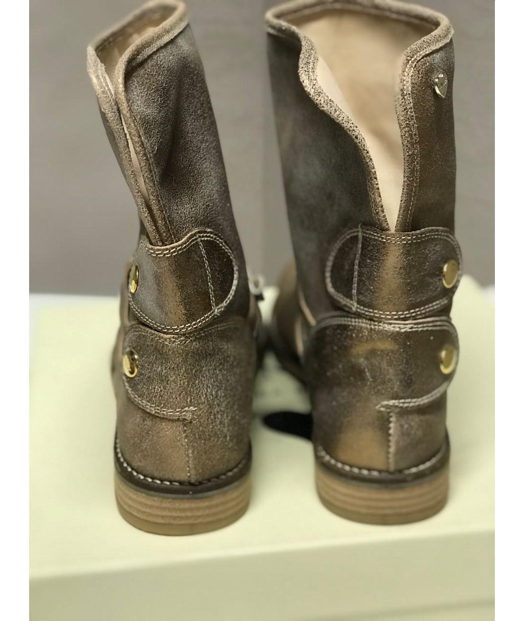 TWIN-SET Золотые кожаные полусапоги, фото 4