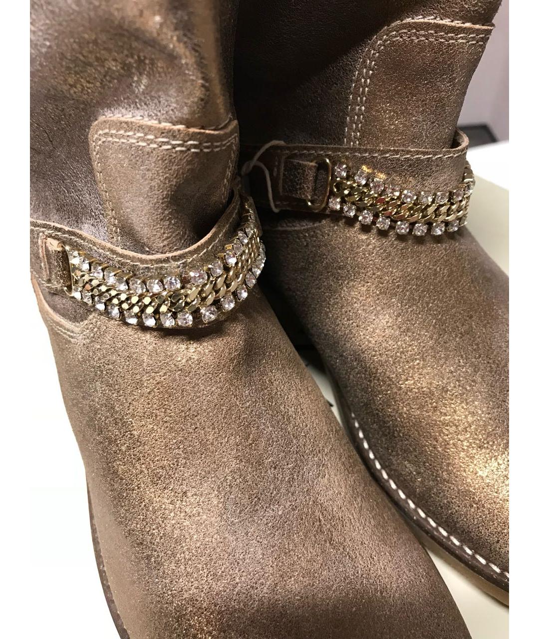 TWIN-SET Золотые кожаные полусапоги, фото 3