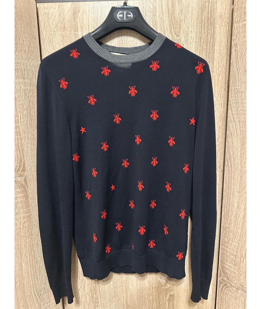 GUCCI Темно-синий шерстяной джемпер / свитер, фото 3