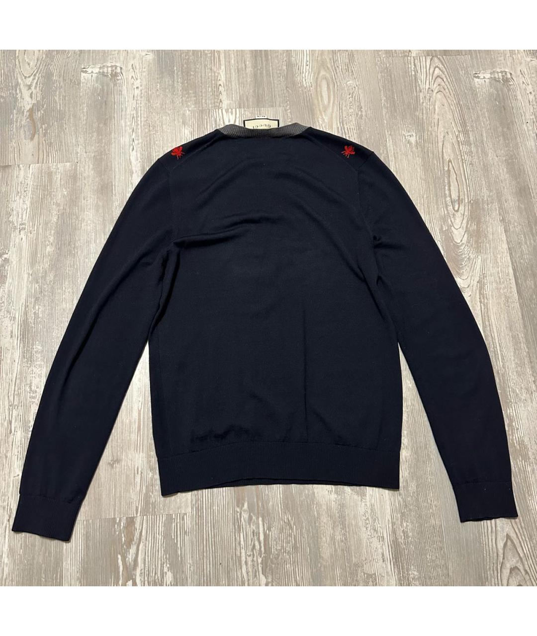 GUCCI Темно-синий шерстяной джемпер / свитер, фото 2
