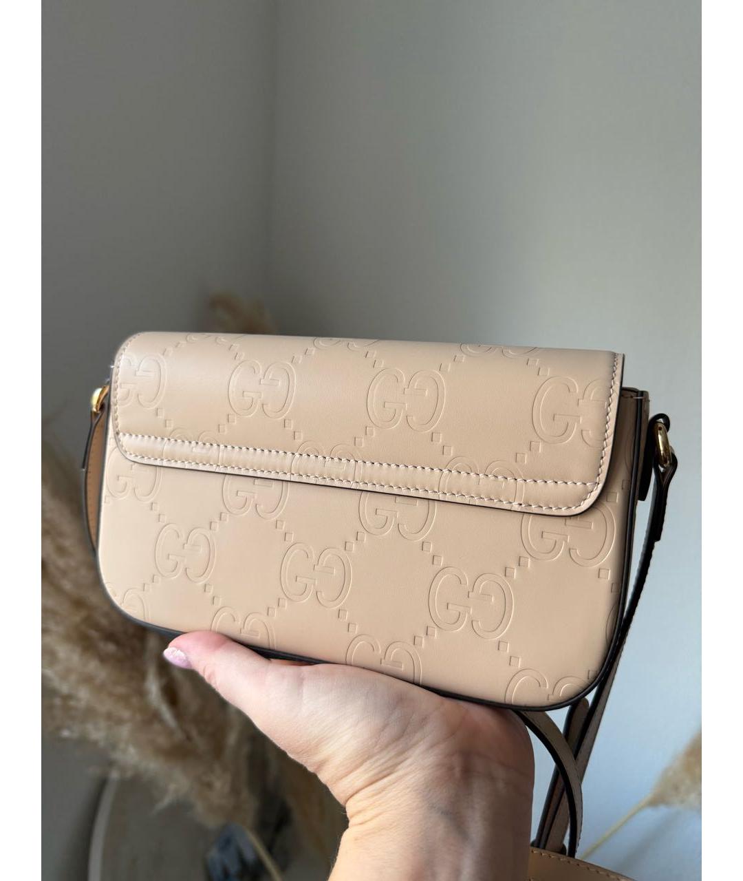 GUCCI Бежевая кожаная сумка через плечо, фото 3