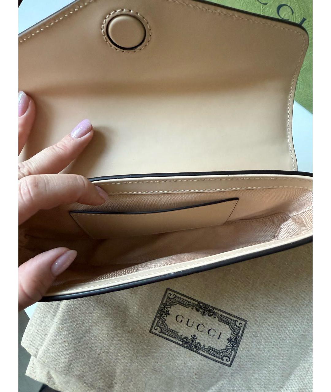 GUCCI Бежевая кожаная сумка через плечо, фото 5