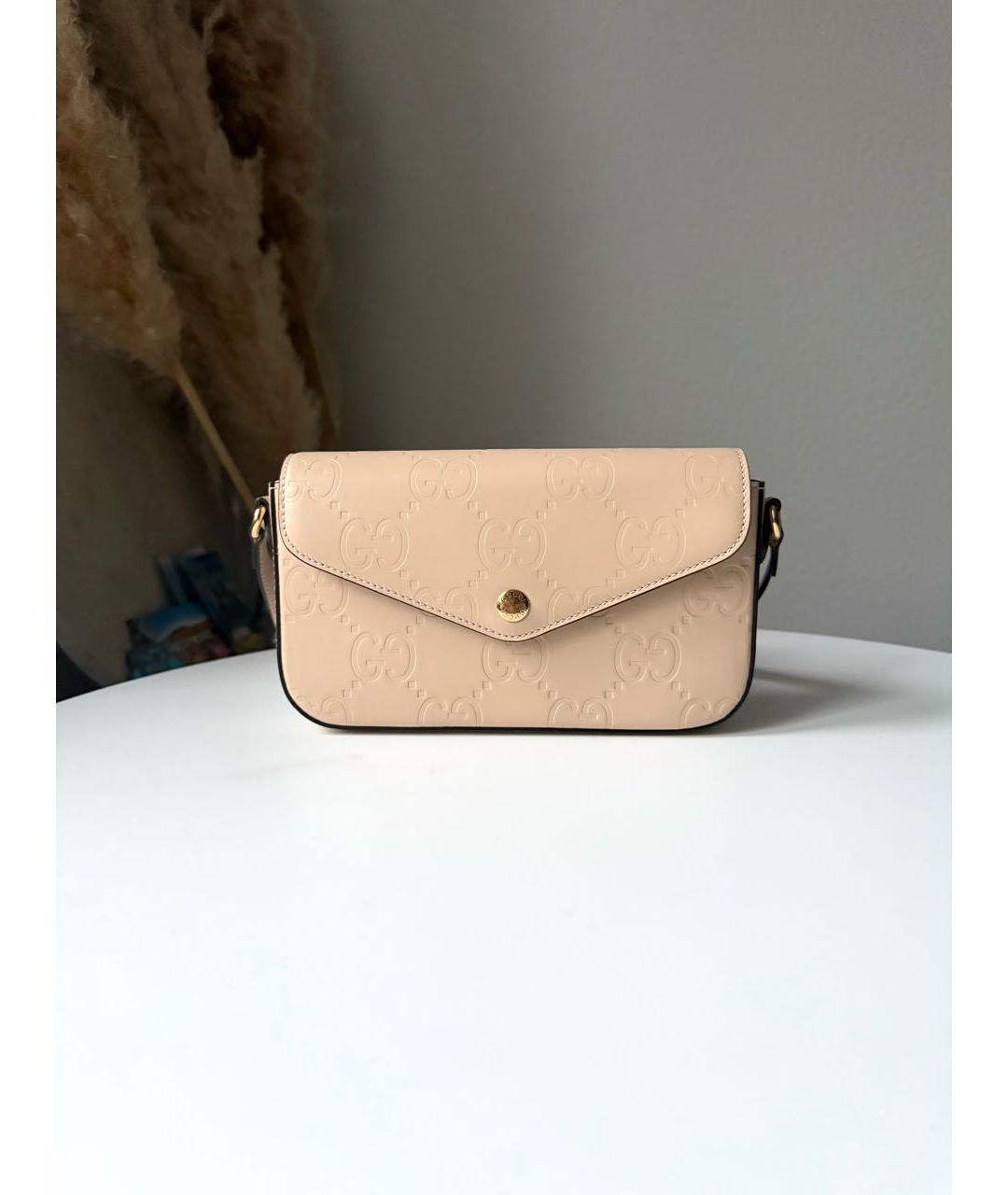 GUCCI Бежевая кожаная сумка через плечо, фото 9