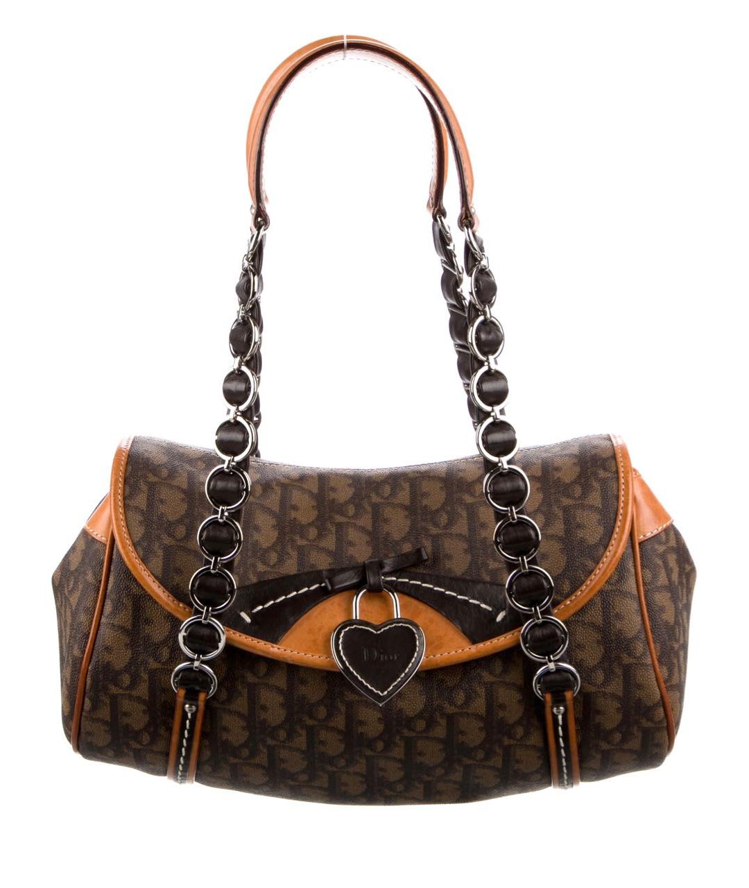 CHRISTIAN DIOR Коричневая кожаная сумка через плечо, фото 1