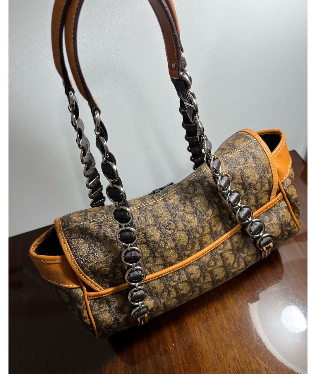 CHRISTIAN DIOR Коричневая кожаная сумка через плечо, фото 5