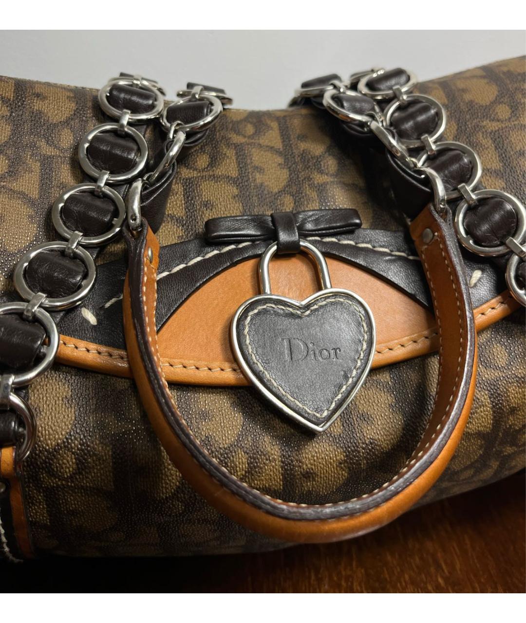 CHRISTIAN DIOR Коричневая кожаная сумка через плечо, фото 3