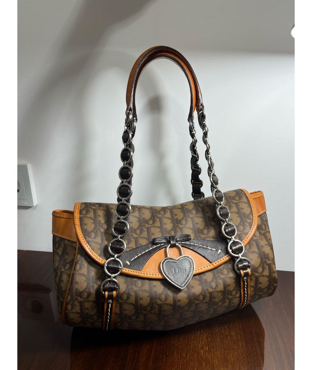 CHRISTIAN DIOR Коричневая кожаная сумка через плечо, фото 2