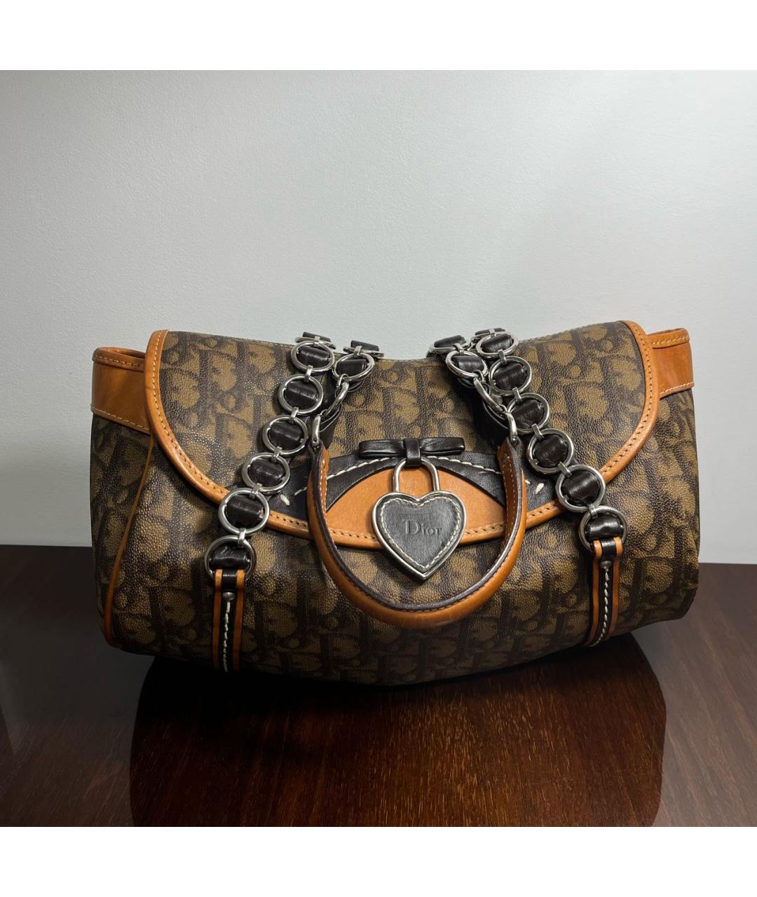 CHRISTIAN DIOR Коричневая кожаная сумка через плечо, фото 4
