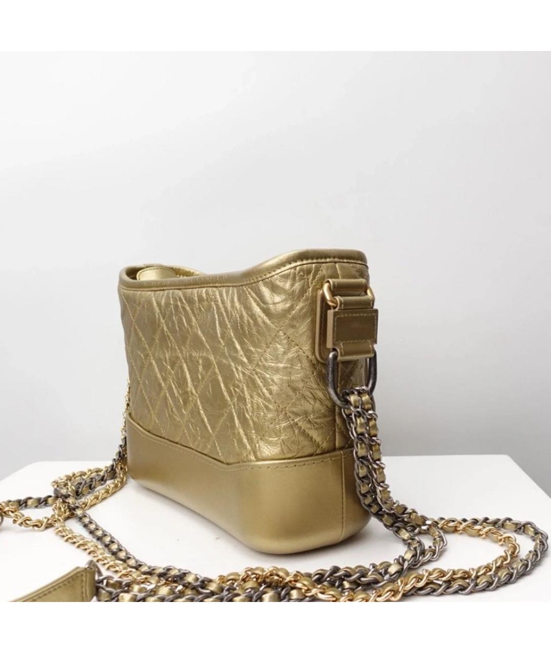 CHANEL Золотая кожаная сумка через плечо, фото 4