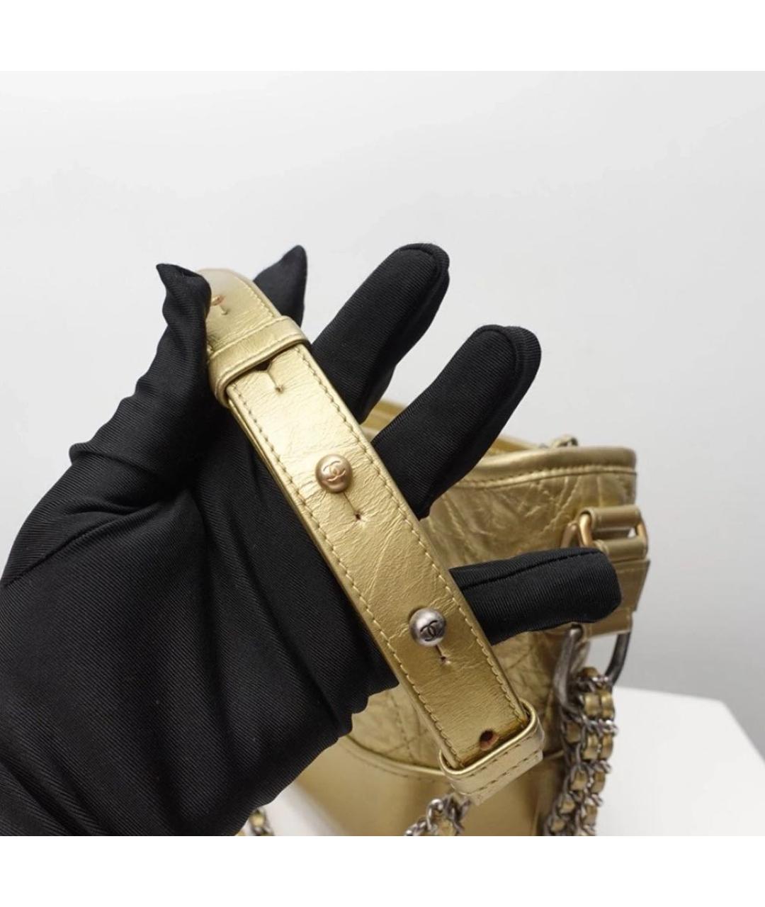 CHANEL Золотая кожаная сумка через плечо, фото 5