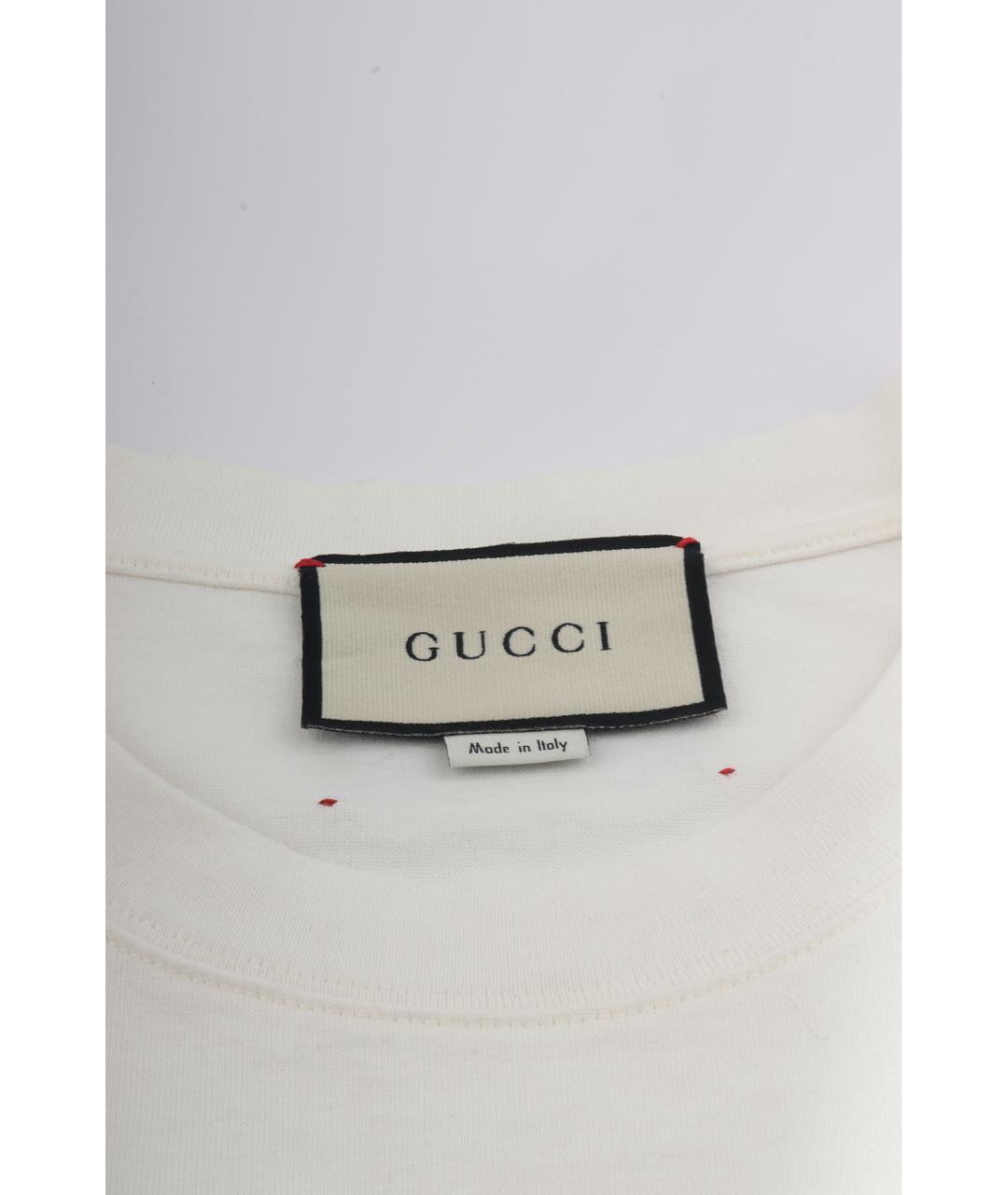 GUCCI Белая хлопковая футболка, фото 4