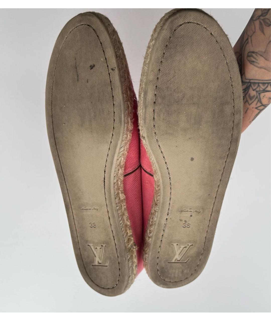 LOUIS VUITTON Коралловые текстильные эспадрильи, фото 7