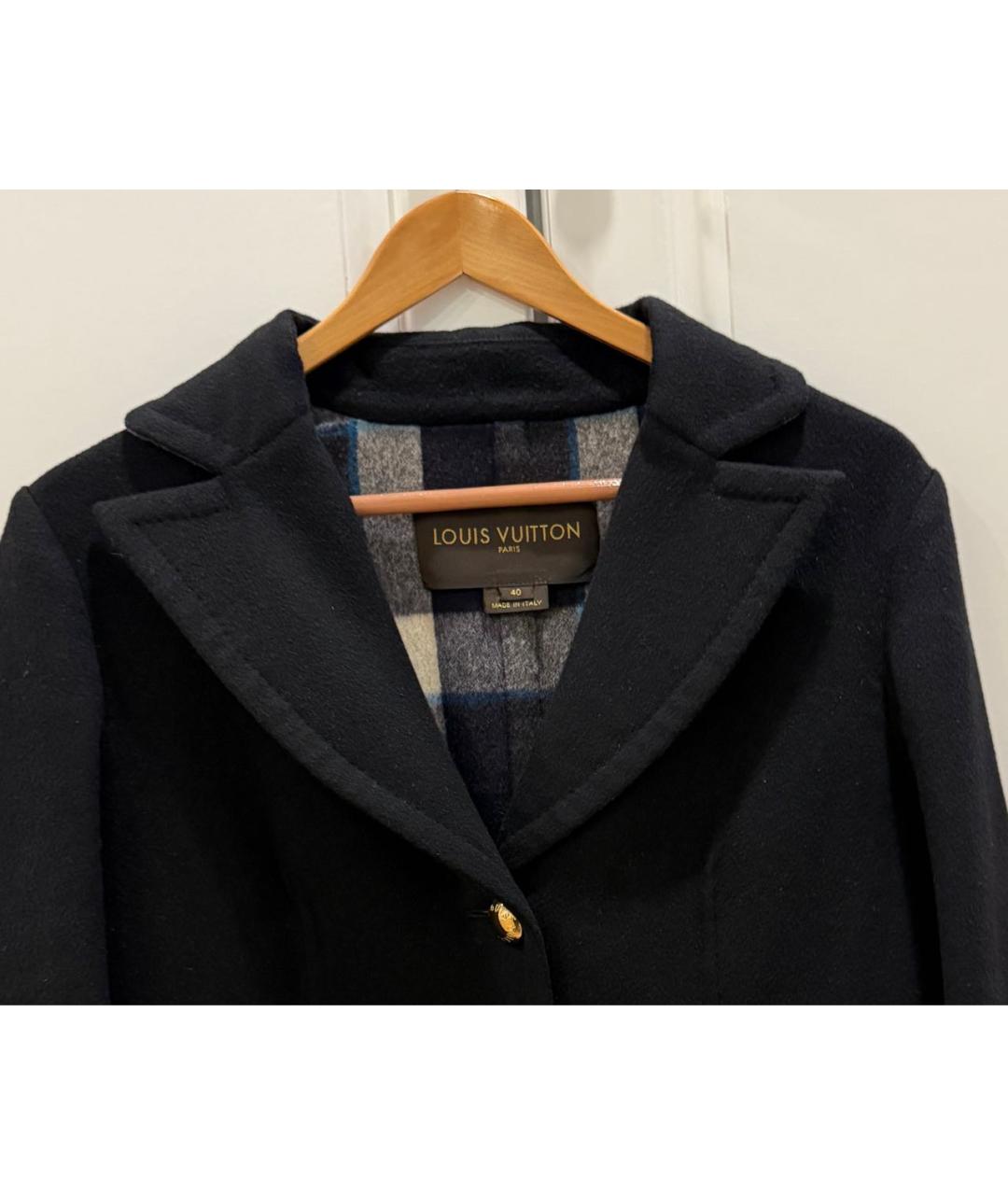 LOUIS VUITTON Темно-синее шерстяное пальто, фото 4