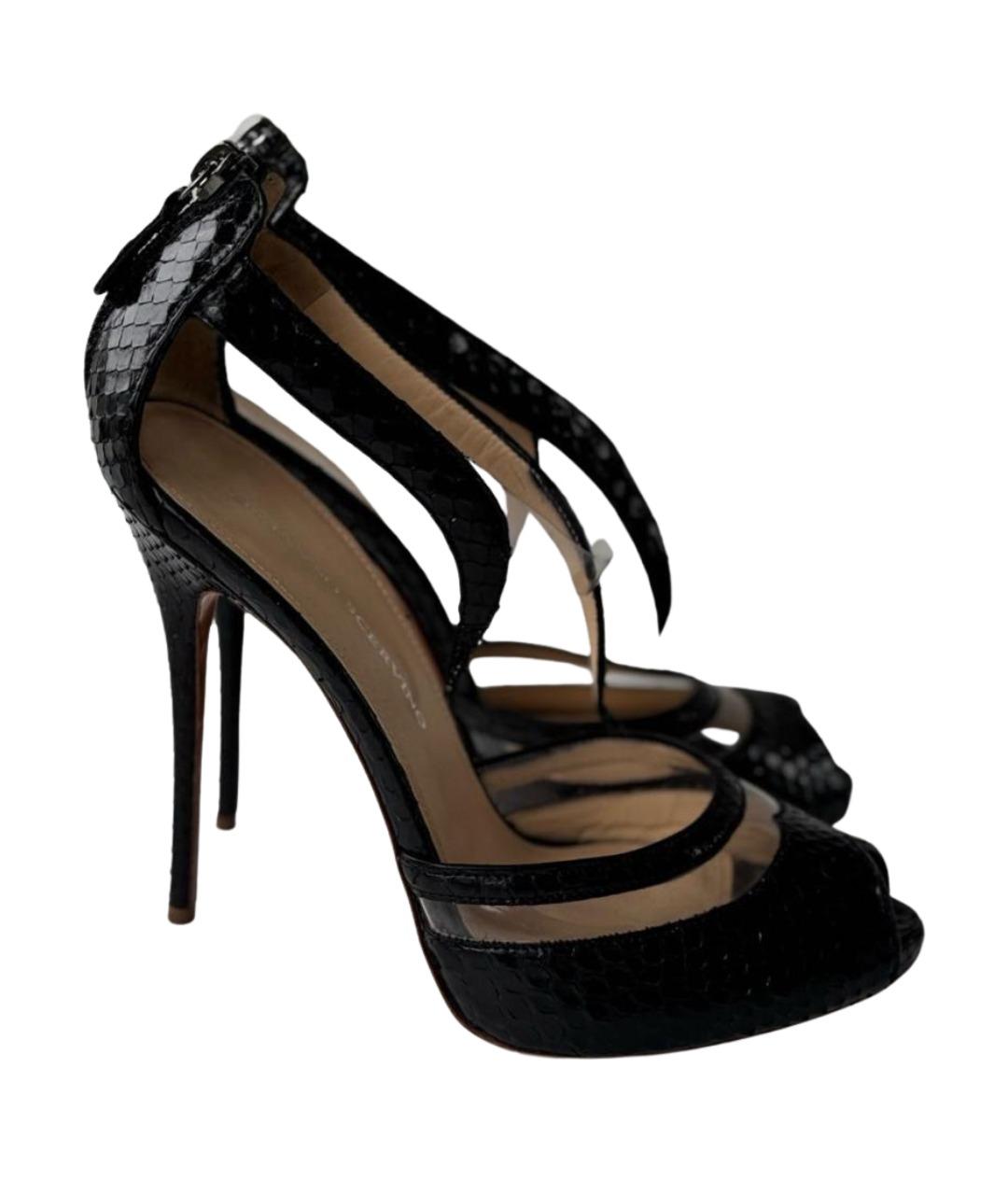 ERMANNO SCERVINO Черные кожаные босоножки, фото 1