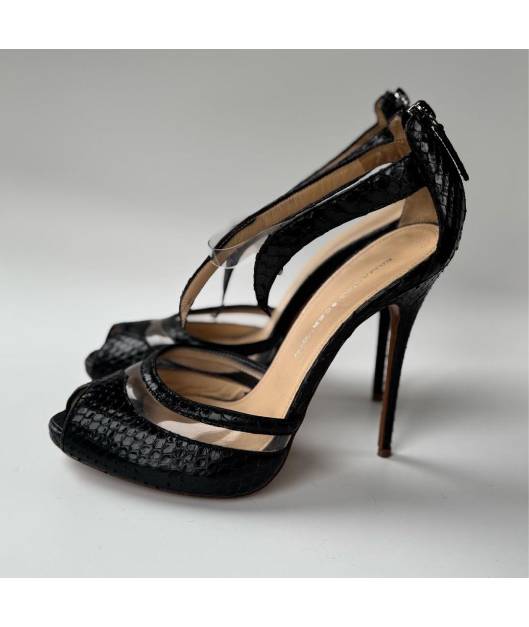 ERMANNO SCERVINO Черные кожаные босоножки, фото 5