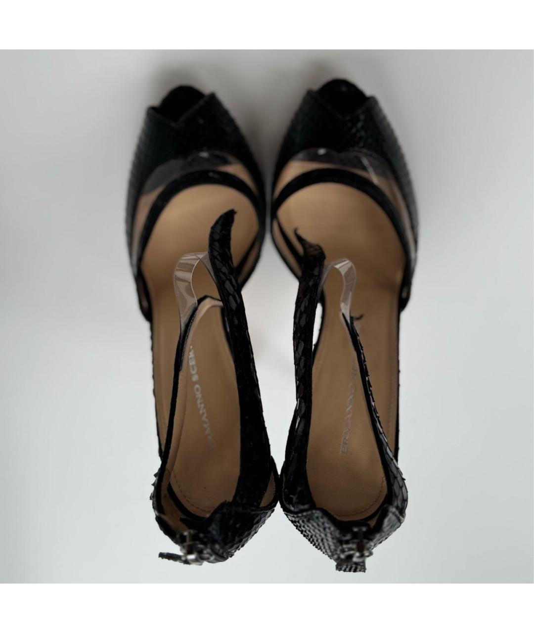 ERMANNO SCERVINO Черные кожаные босоножки, фото 3