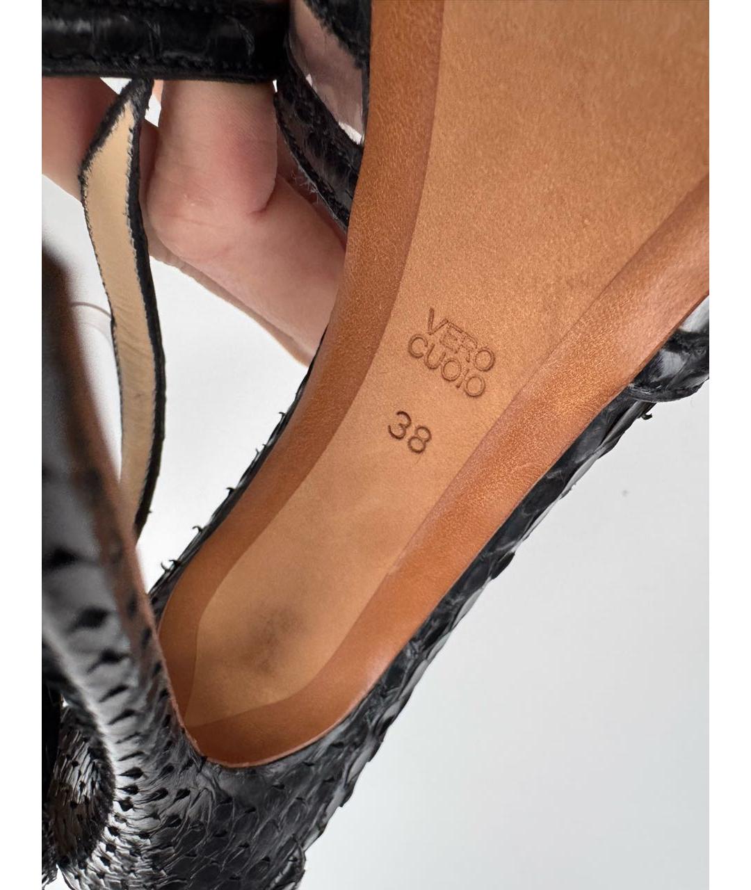 ERMANNO SCERVINO Черные кожаные босоножки, фото 8