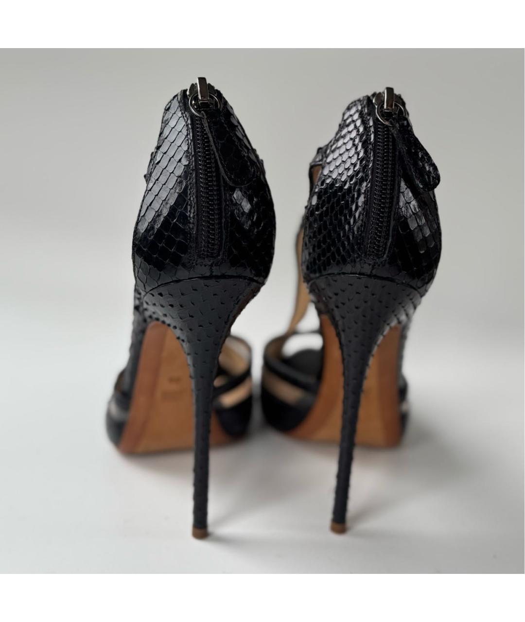 ERMANNO SCERVINO Черные кожаные босоножки, фото 4