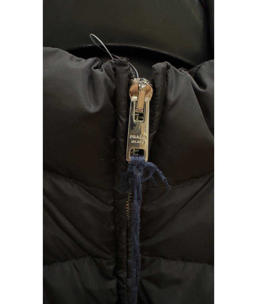 PRADA Черный полиэстеровый пуховик, фото 4