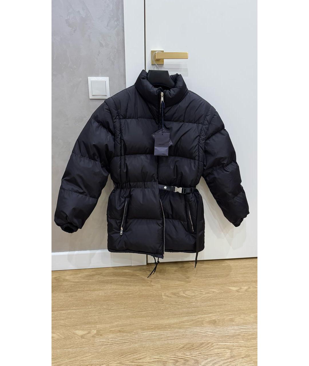 PRADA Черный полиэстеровый пуховик, фото 5