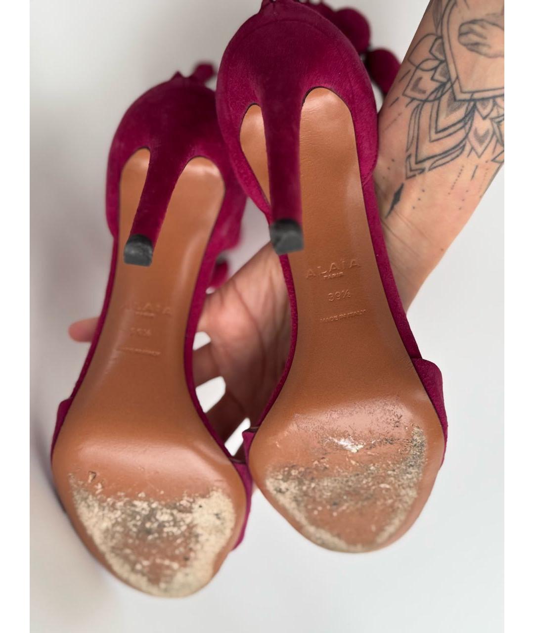 ALAIA Фуксия замшевые босоножки, фото 5