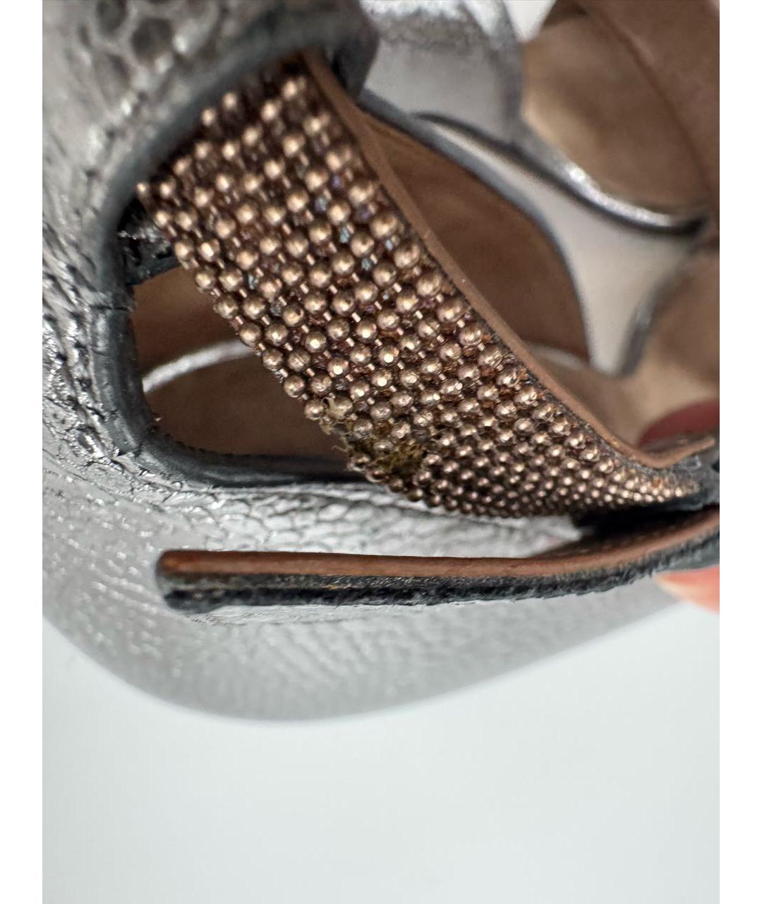 BRUNELLO CUCINELLI Серебряные кожаные босоножки, фото 8