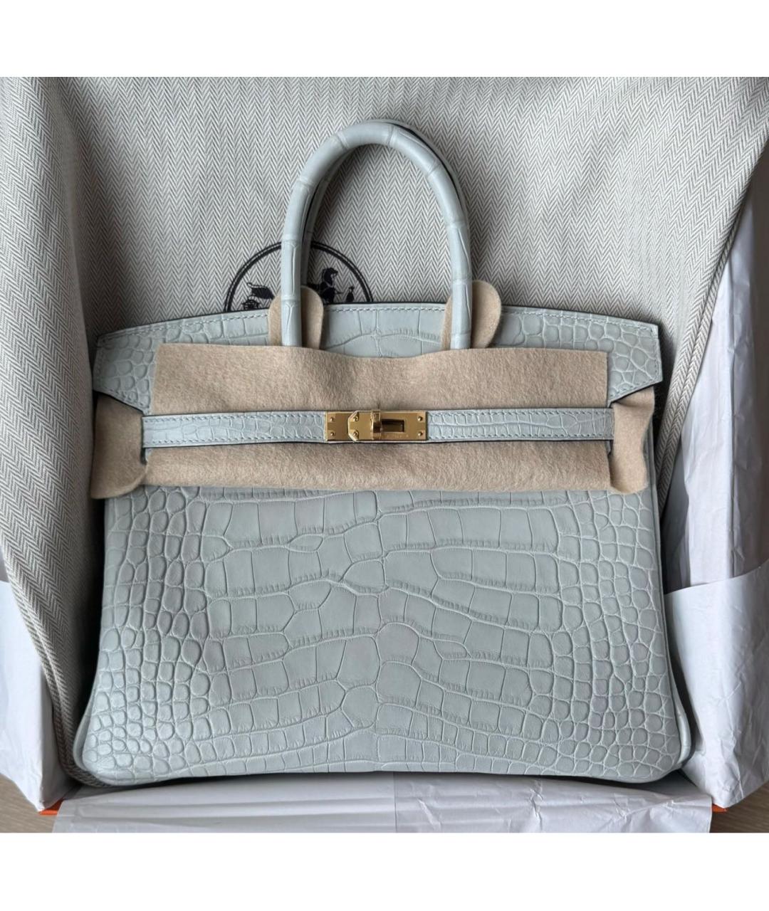 HERMES Голубая сумка с короткими ручками из экзотической кожи, фото 2