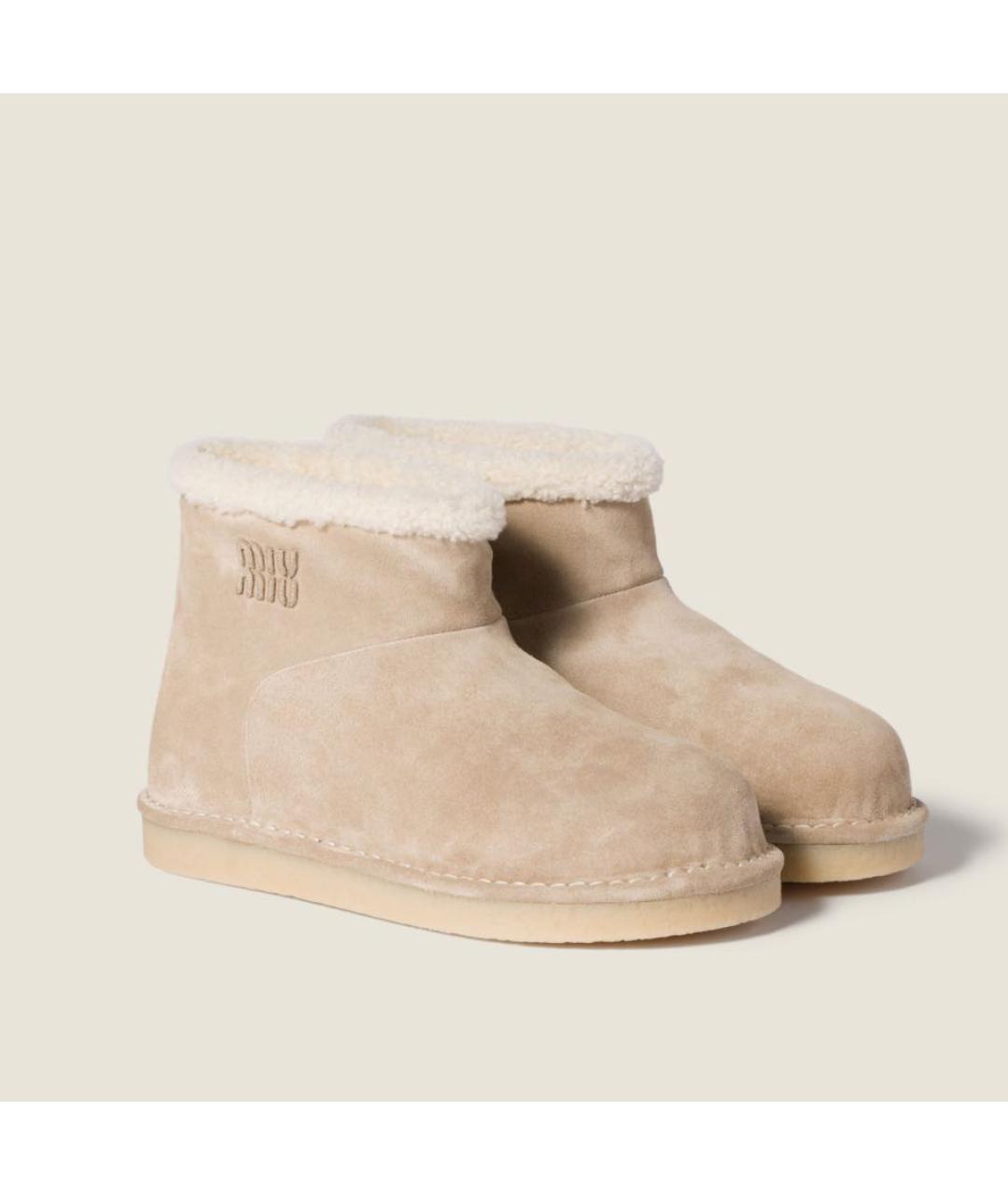 MIU MIU Бежевые нубуковые ботинки, фото 2