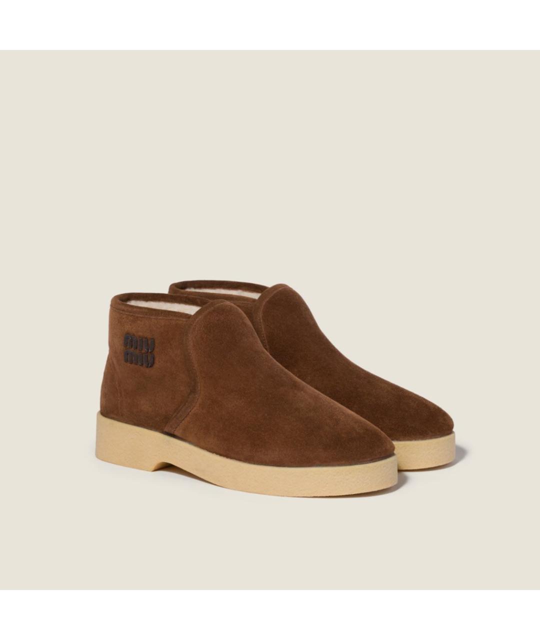 MIU MIU Коричневые замшевые ботинки, фото 2