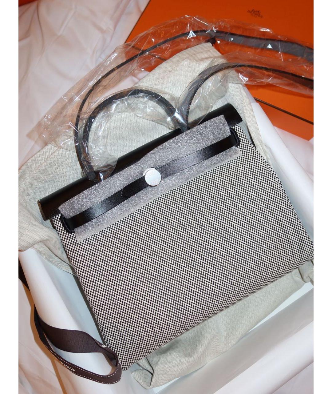 HERMES Серая тканевая сумка через плечо, фото 5
