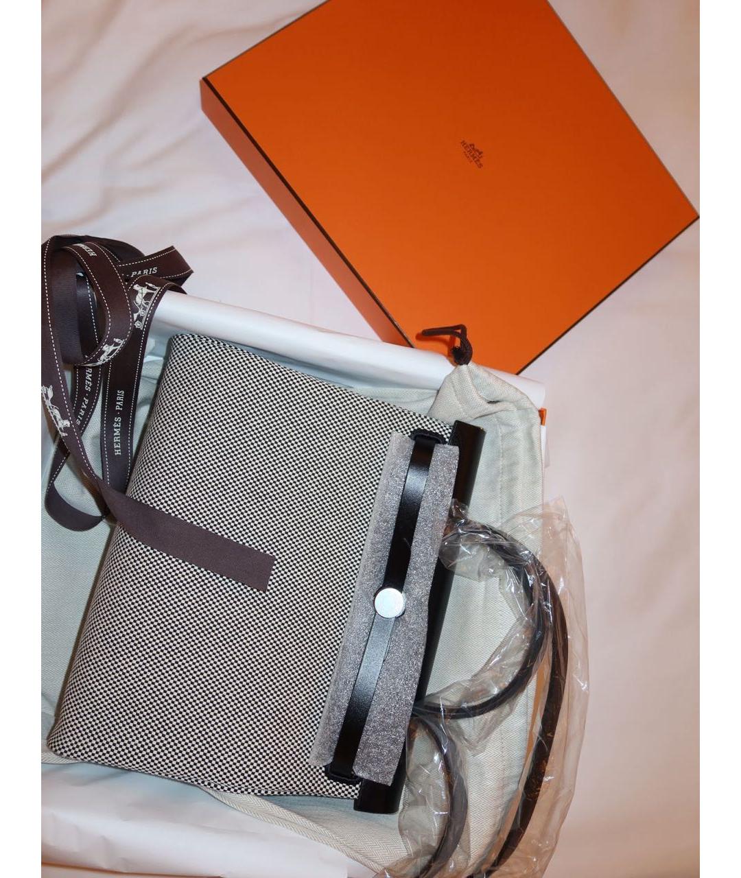 HERMES Серая тканевая сумка через плечо, фото 3