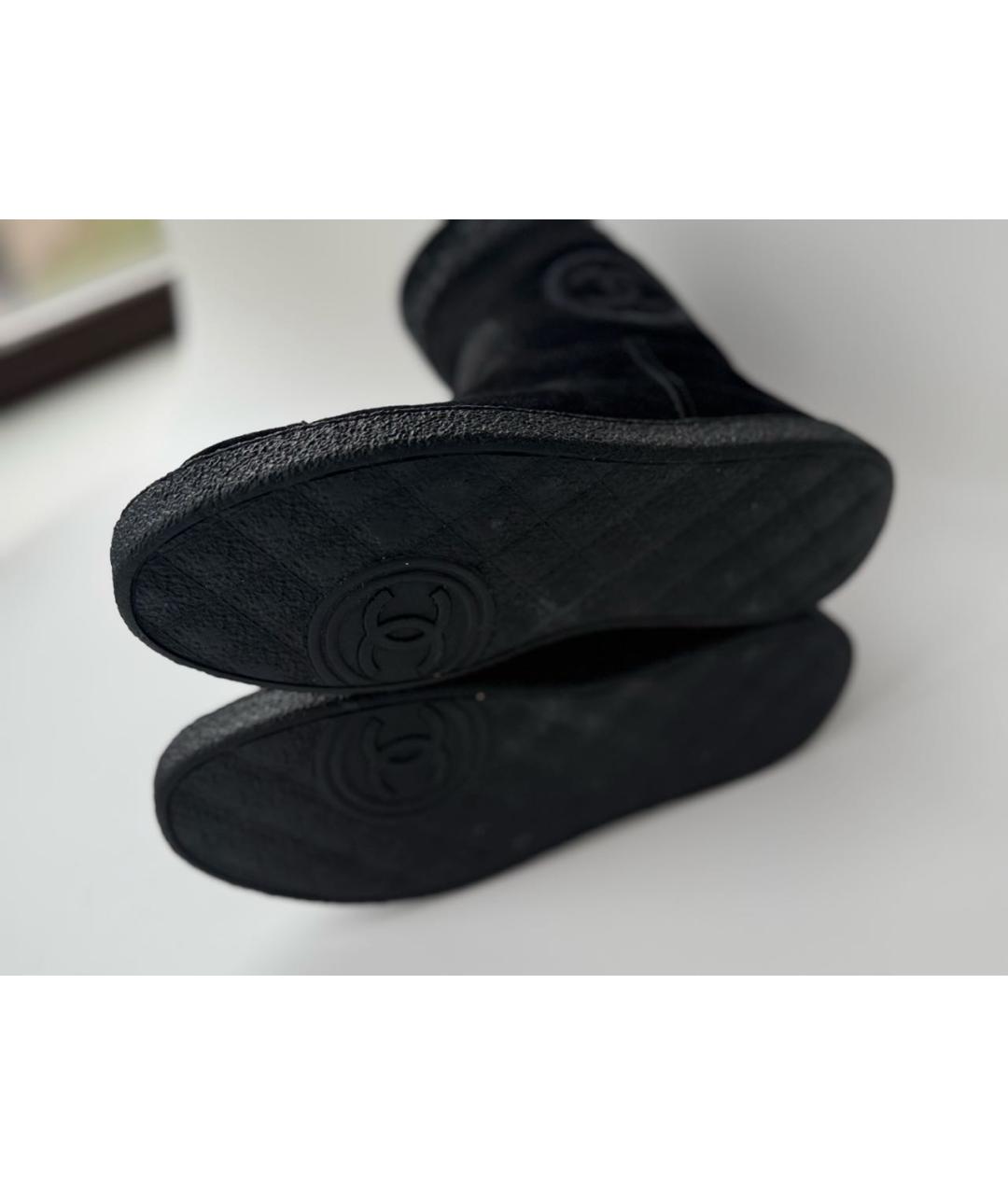 CHANEL Черные замшевые полусапоги, фото 6