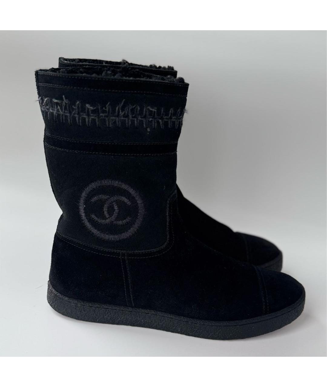 CHANEL Черные замшевые полусапоги, фото 9