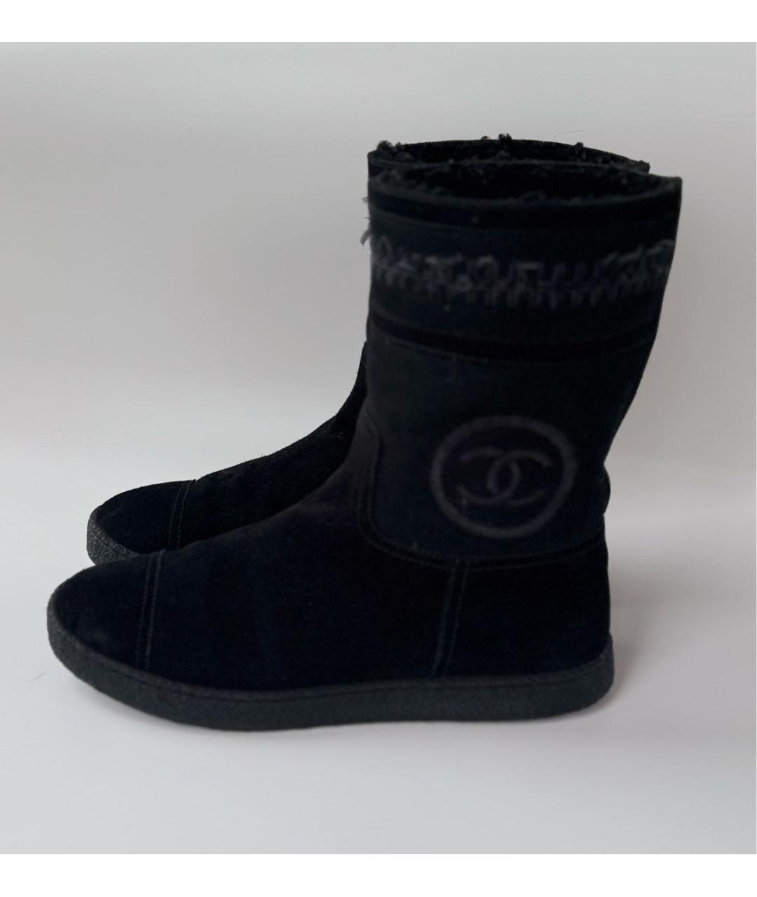 CHANEL Черные замшевые полусапоги, фото 5