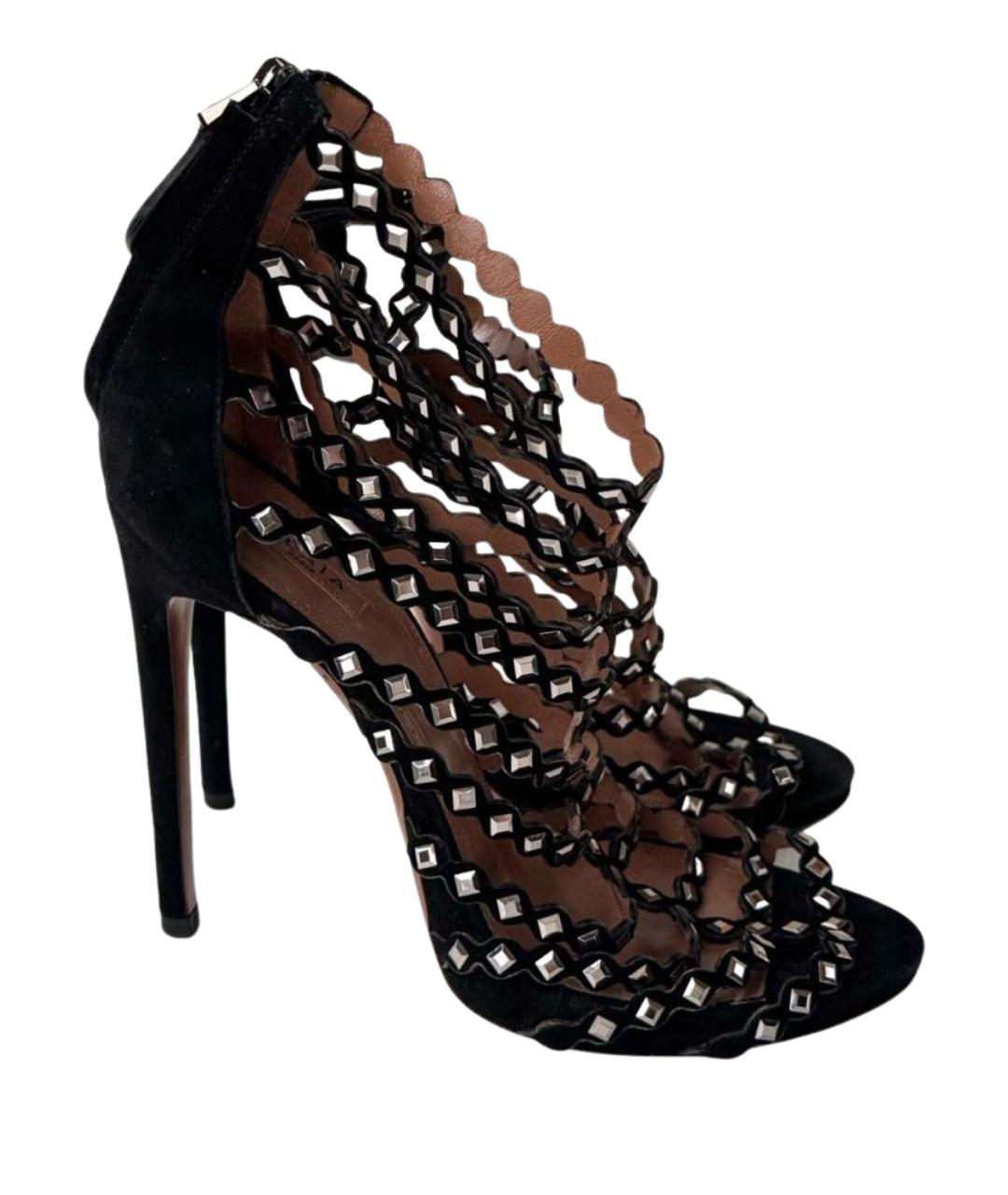 ALAIA Черные замшевые босоножки, фото 1