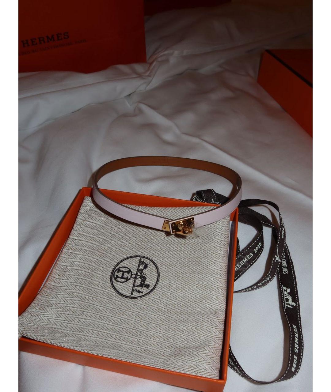 HERMES Розовый кожаный чокер, фото 5