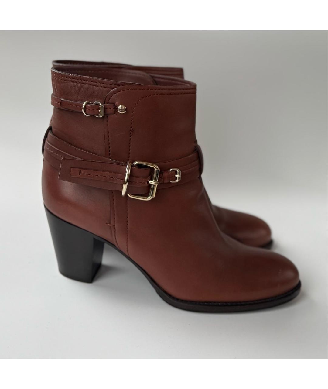 CHRISTIAN DIOR Коричневые кожаные ботильоны, фото 8