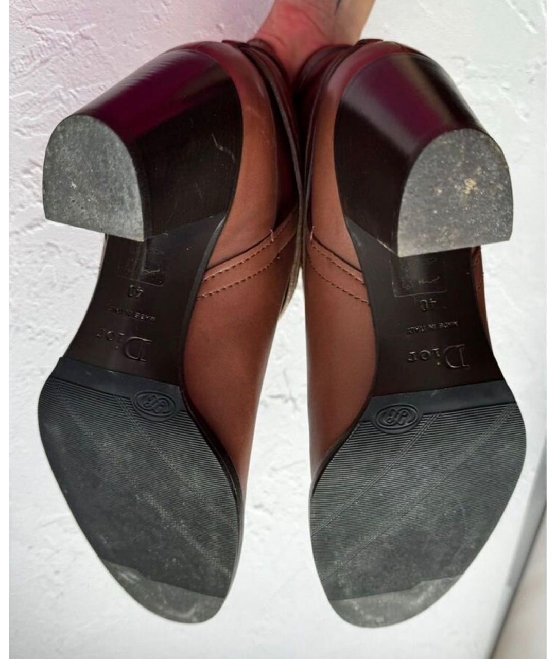 CHRISTIAN DIOR Коричневые кожаные ботильоны, фото 7