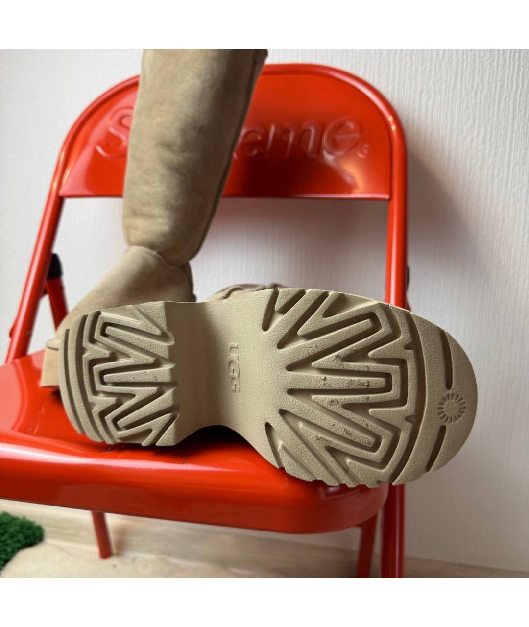 UGG AUSTRALIA Бежевые замшевые сапоги, фото 5