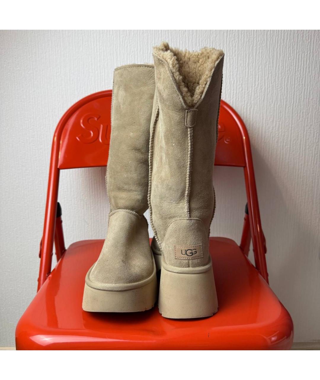 UGG AUSTRALIA Бежевые замшевые сапоги, фото 2