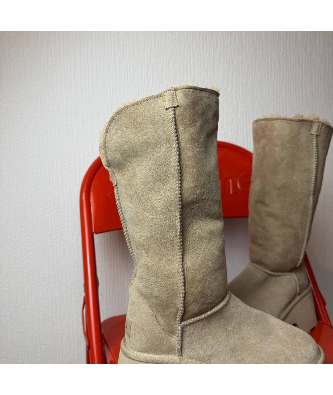 UGG AUSTRALIA Бежевые замшевые сапоги, фото 3
