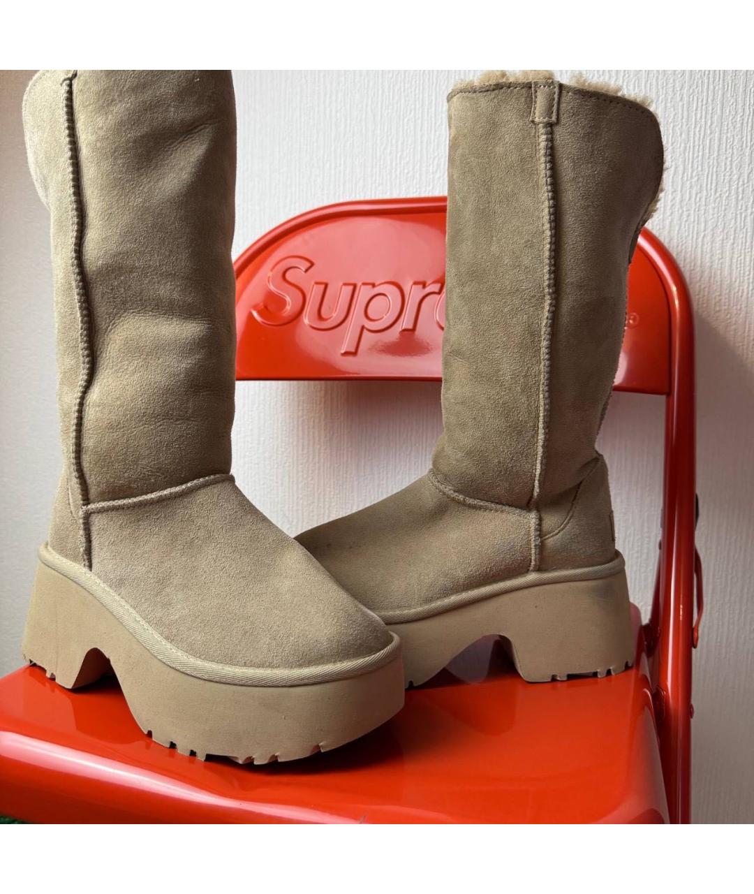 UGG AUSTRALIA Бежевые замшевые сапоги, фото 4