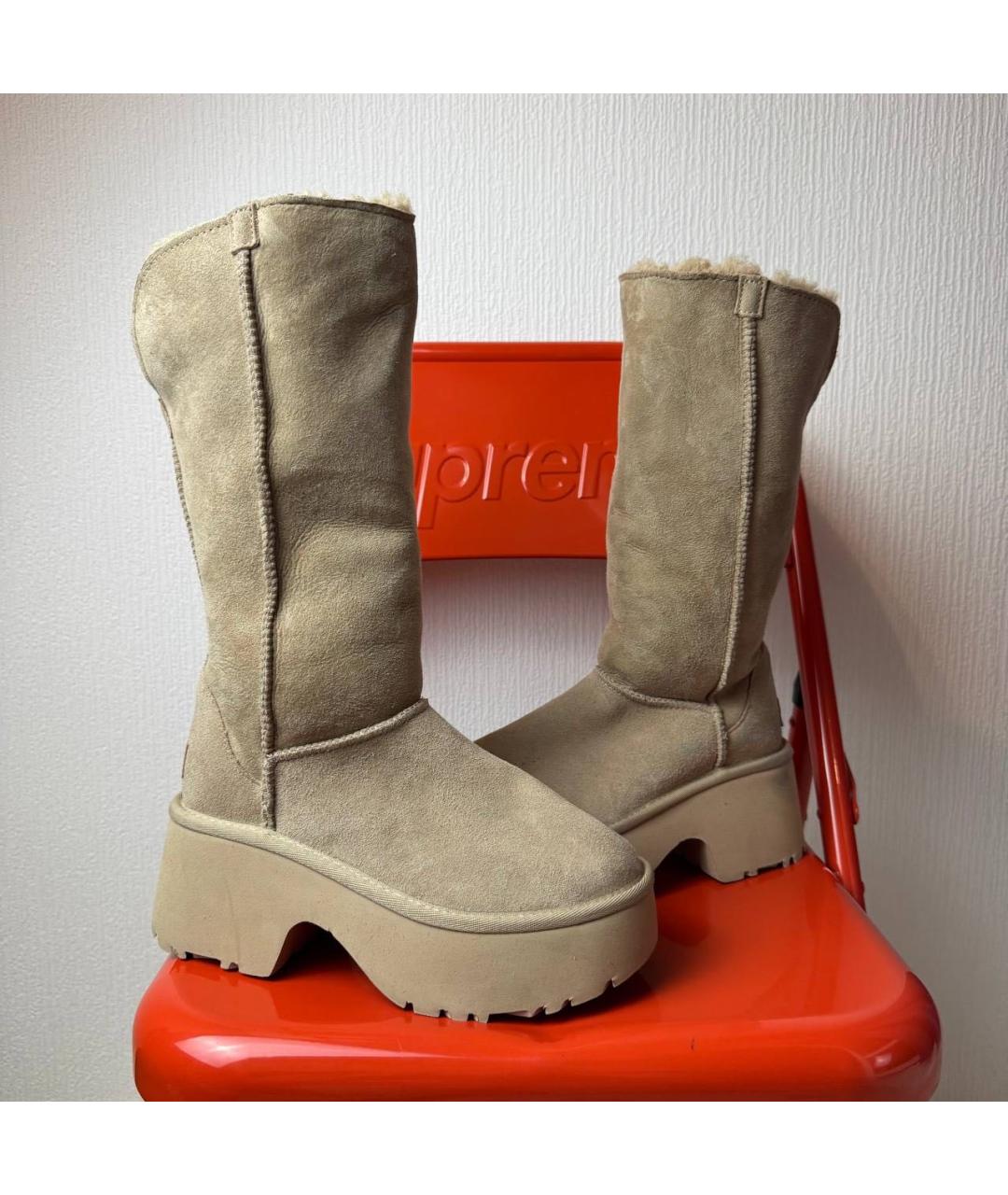 UGG AUSTRALIA Бежевые замшевые сапоги, фото 6