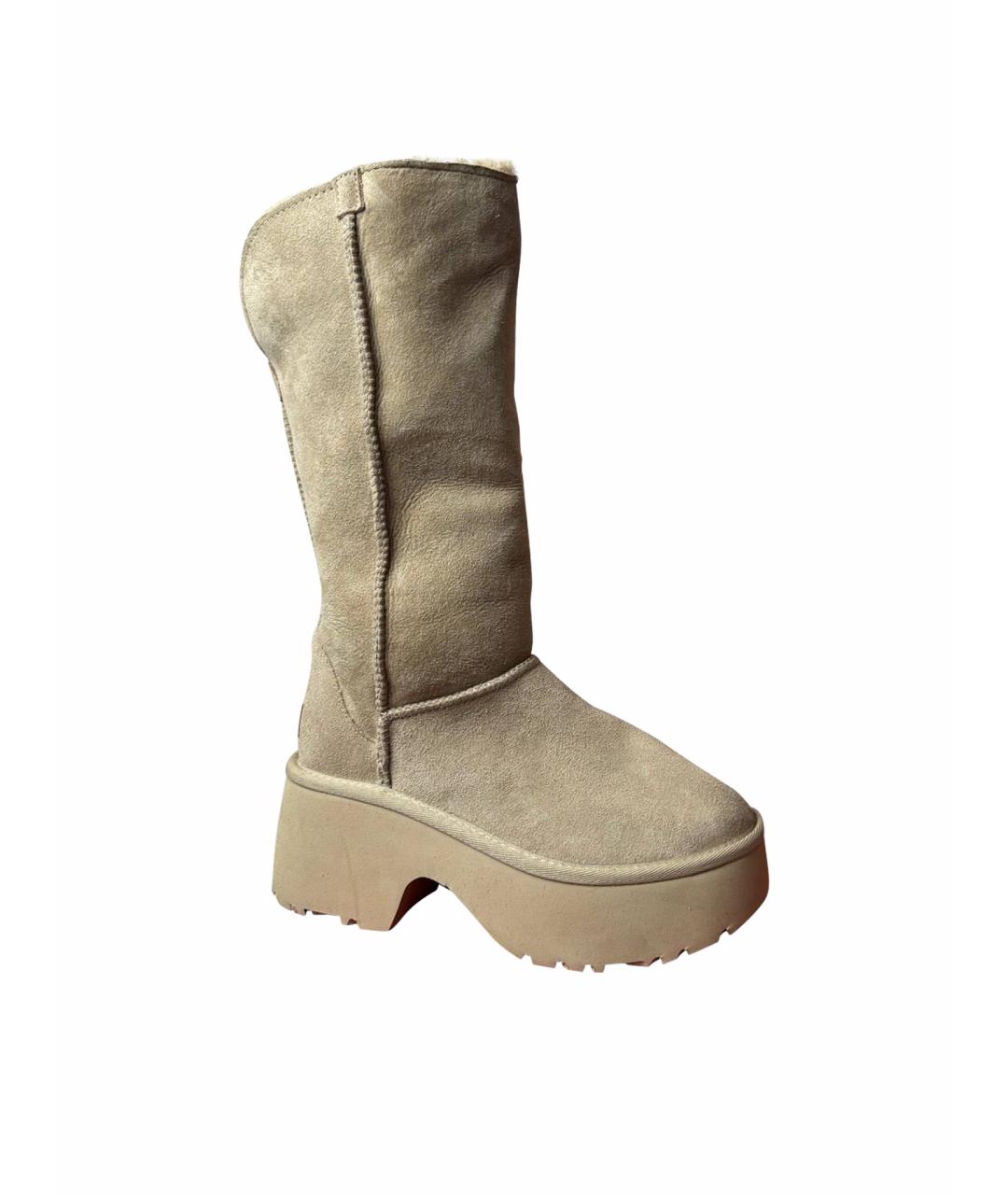UGG AUSTRALIA Бежевые замшевые сапоги, фото 1